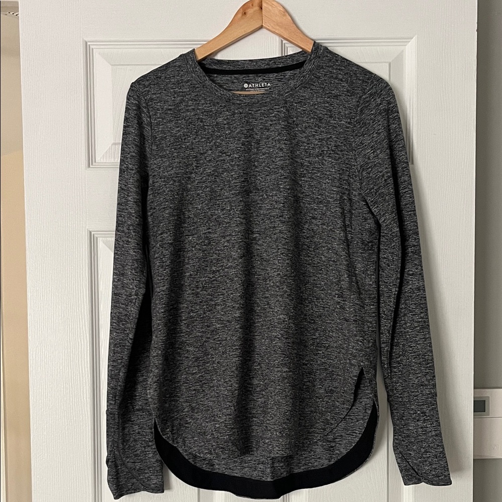 Athleta Women’s Uptempo Long-Sleeve Heather Dark Gray Tee